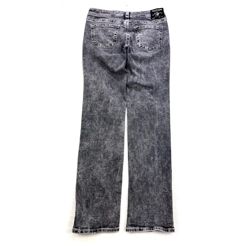 True Religion Jeans Men 31x34 Black Billie Mid Rise Straight Stone Wash‎ Denim